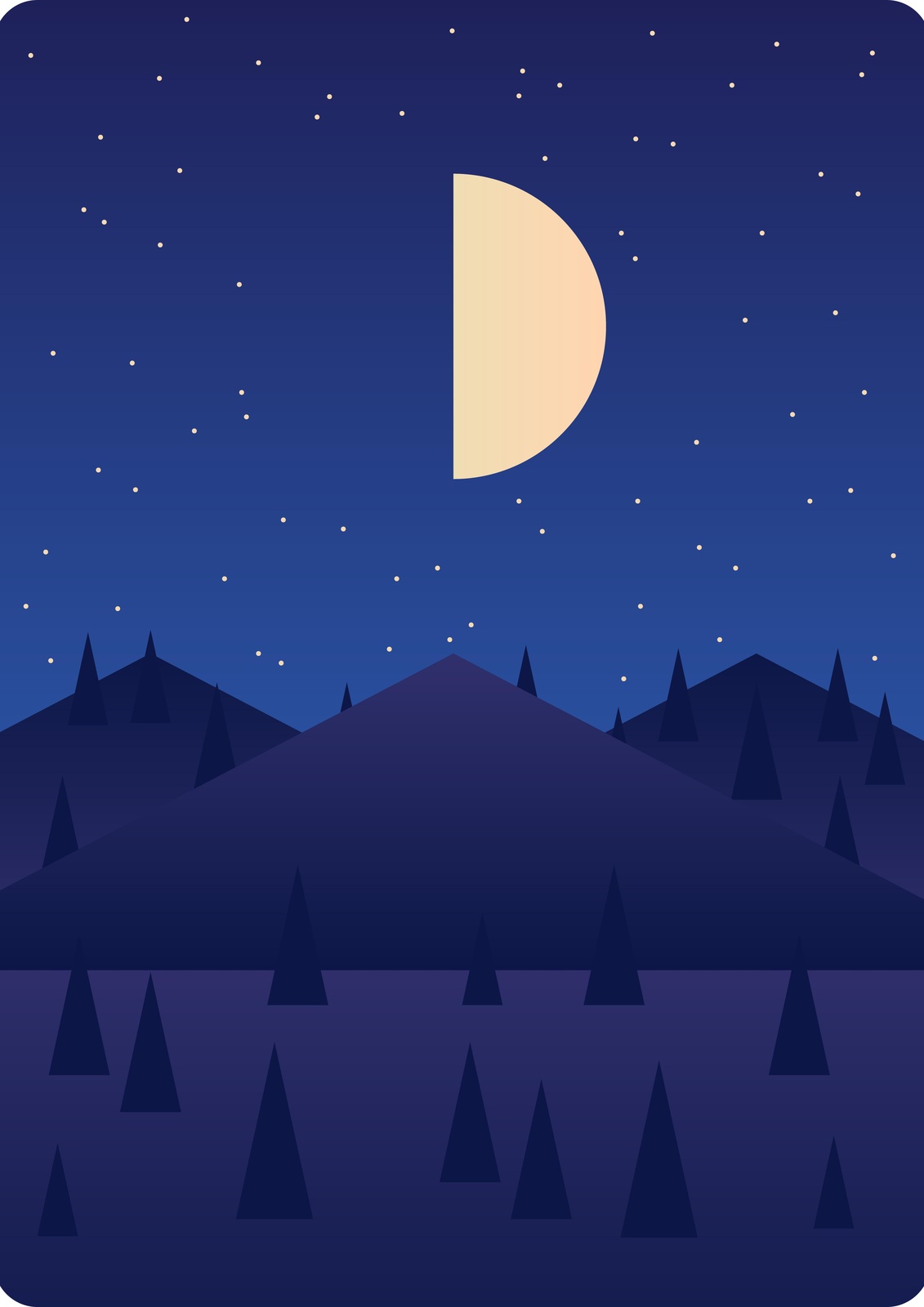 Serene Moonlit Forest Landscape Wall Art