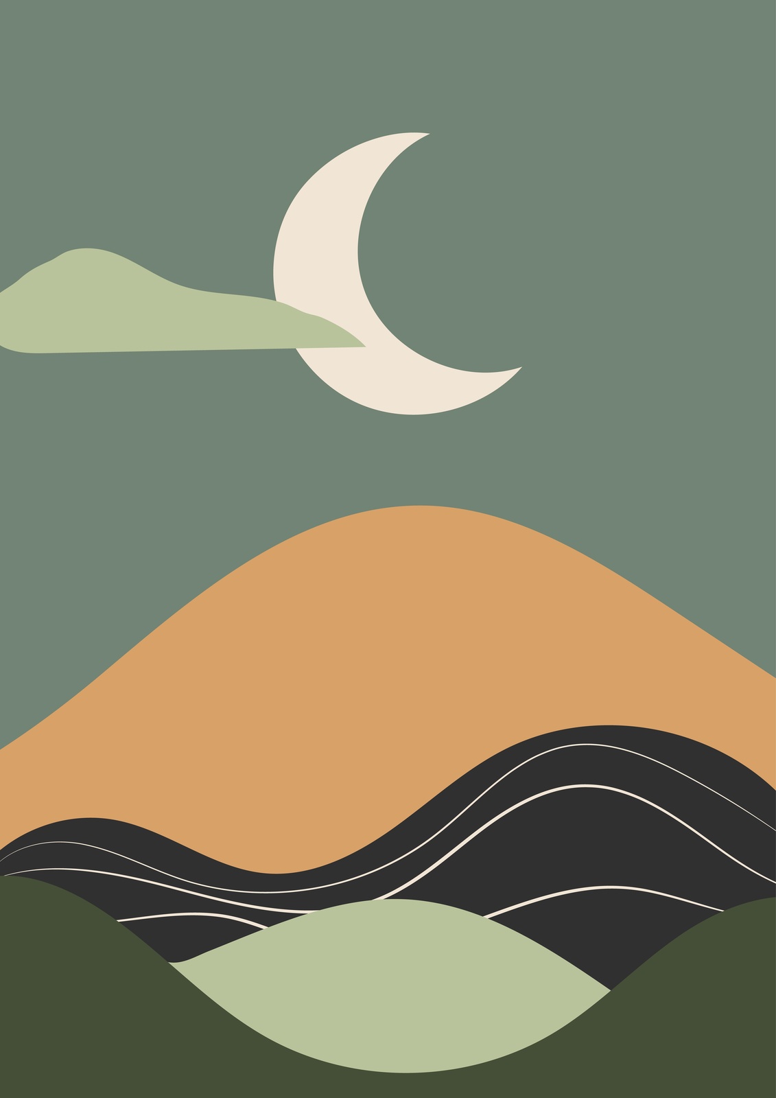 Abstract Moon Landscape Wall Art