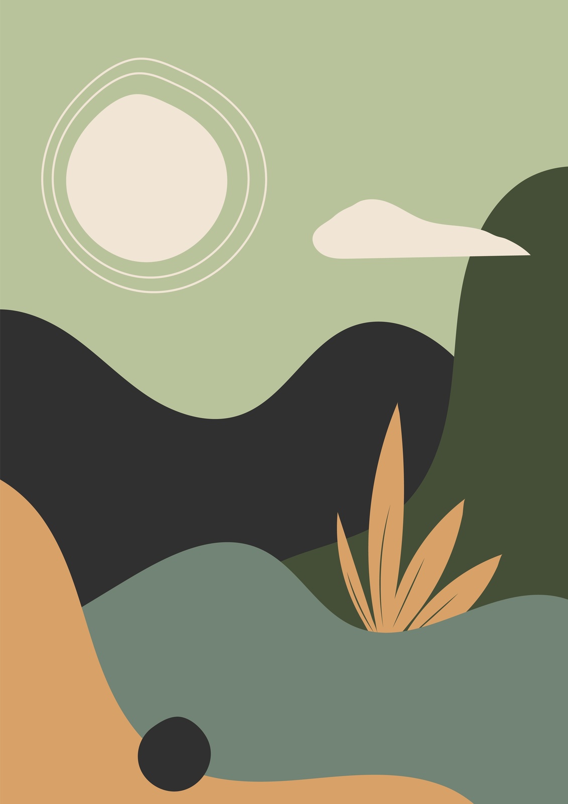 Abstract Landscape Terracotta Sun Wall Art