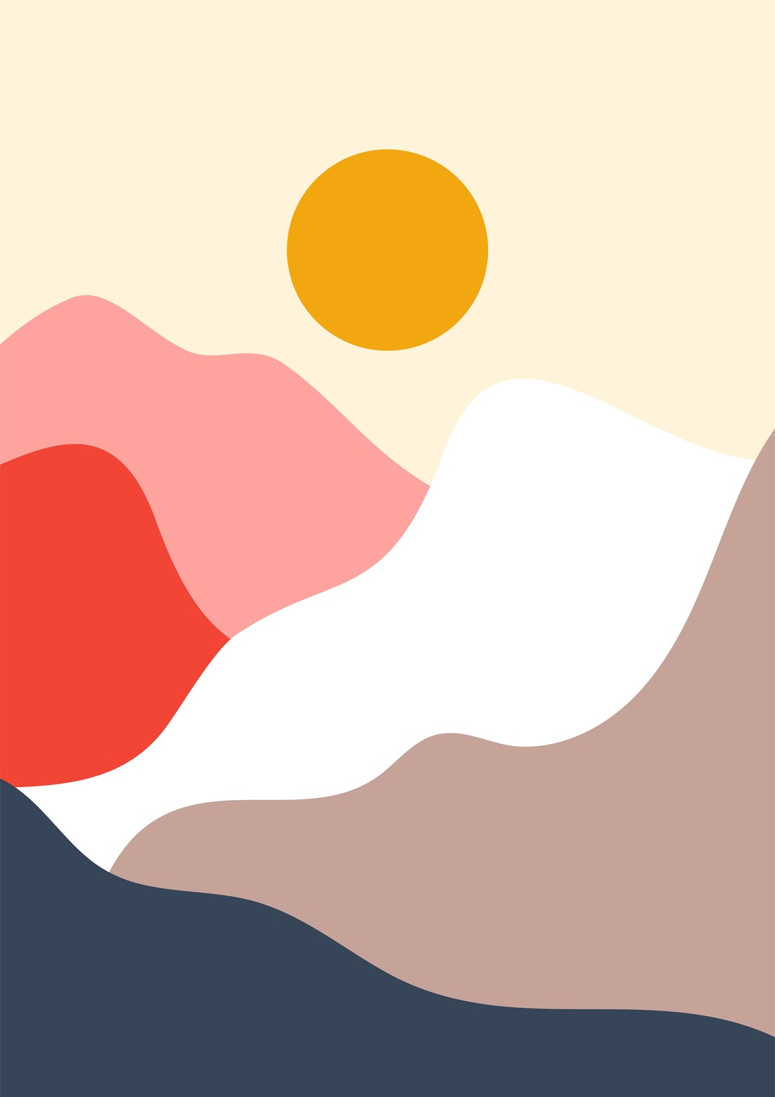 Abstract Sunset Mountains Wall Art