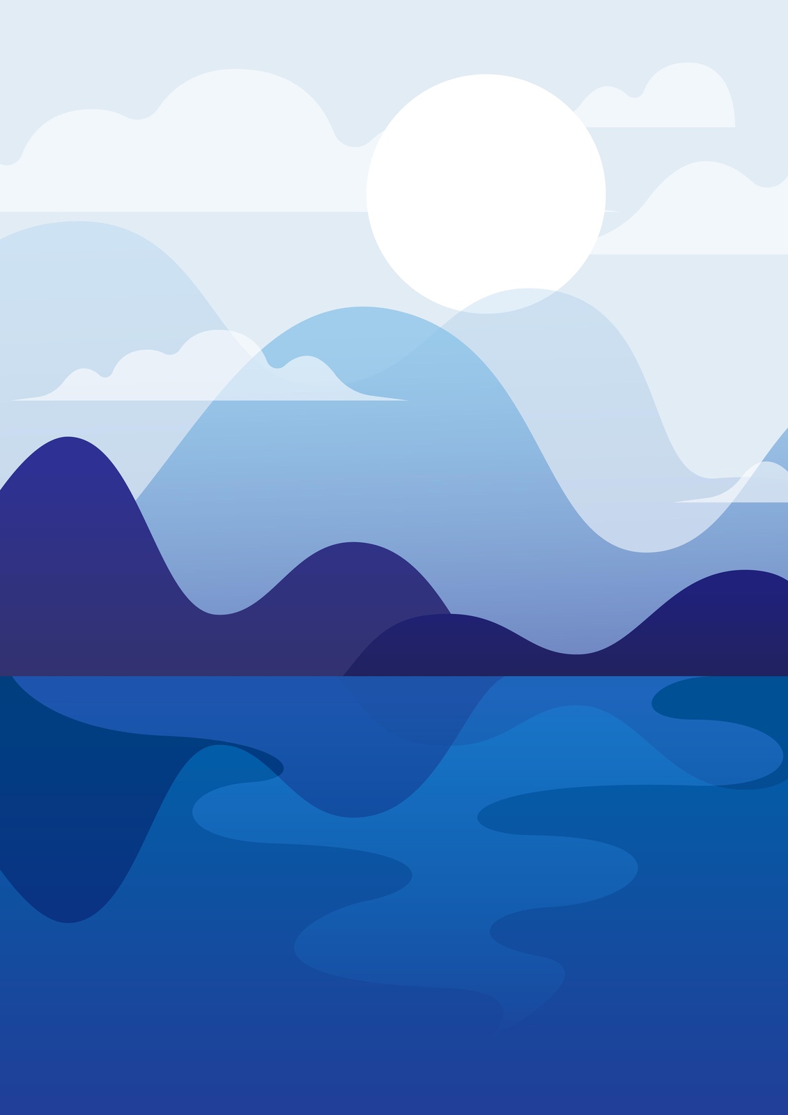 Serene Blue Mountain Lake Abstract Wall Art