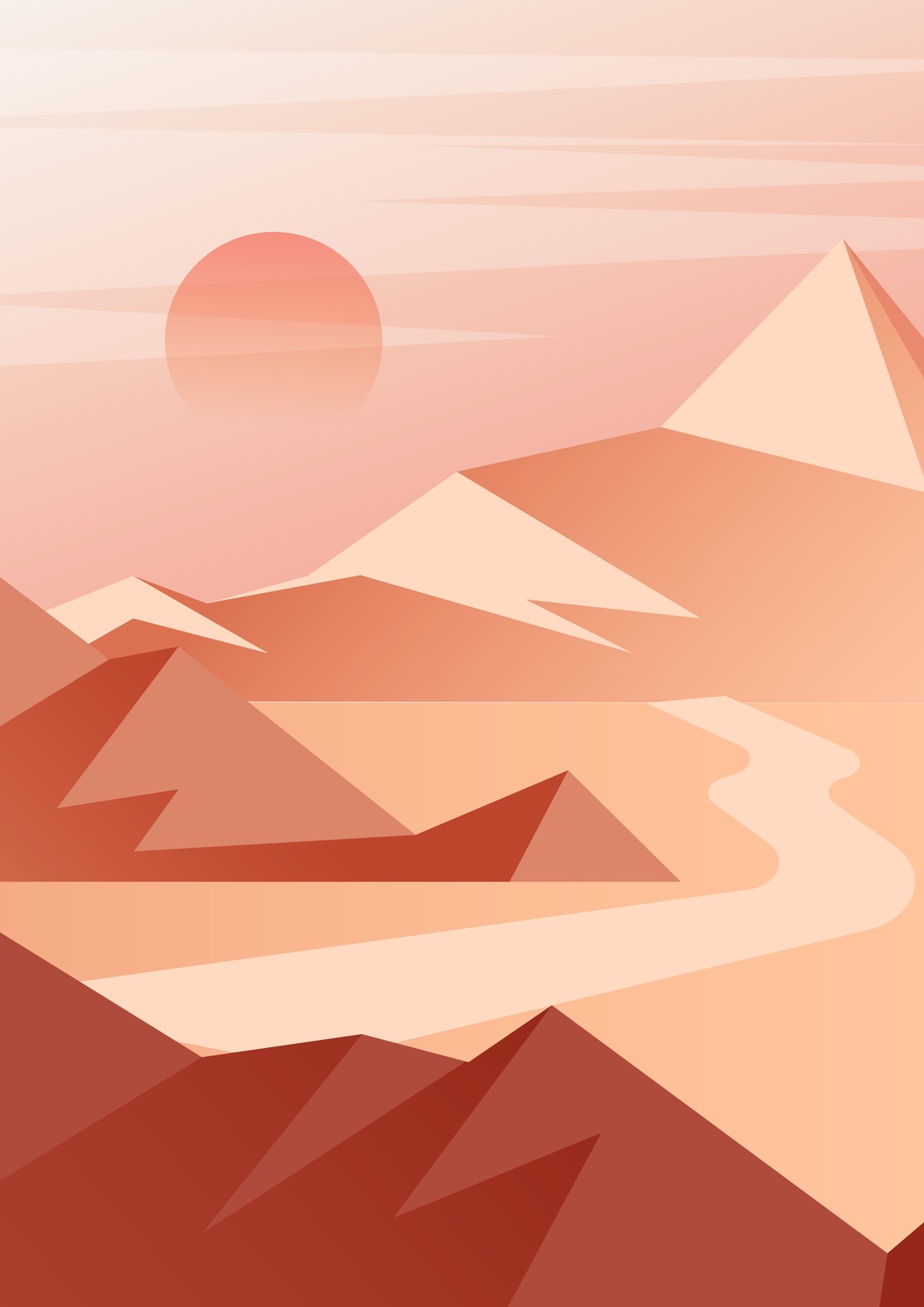 Desert Sunset Geometric Wall Art