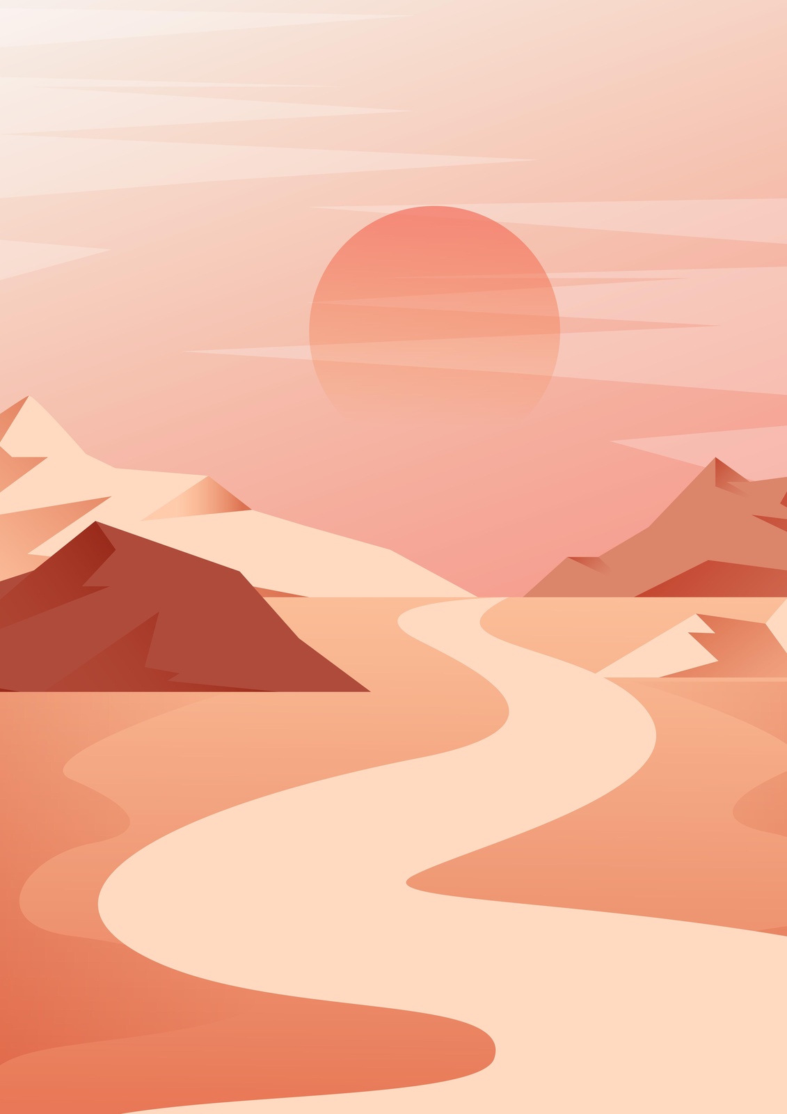 Serene Desert Sunset Minimalist Wall Art