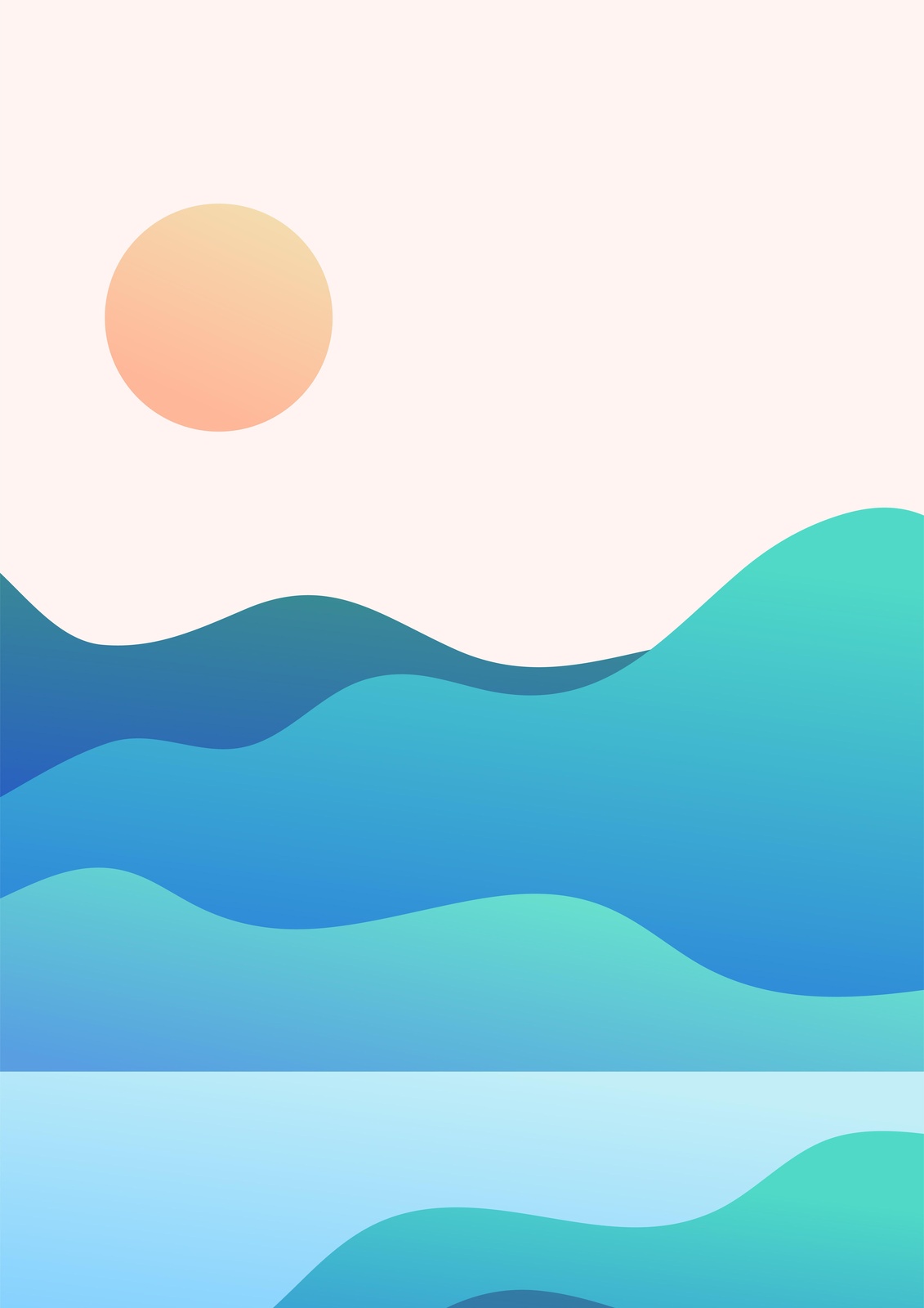 Serene Ocean Waves & Sun Modern Abstract Wall Art