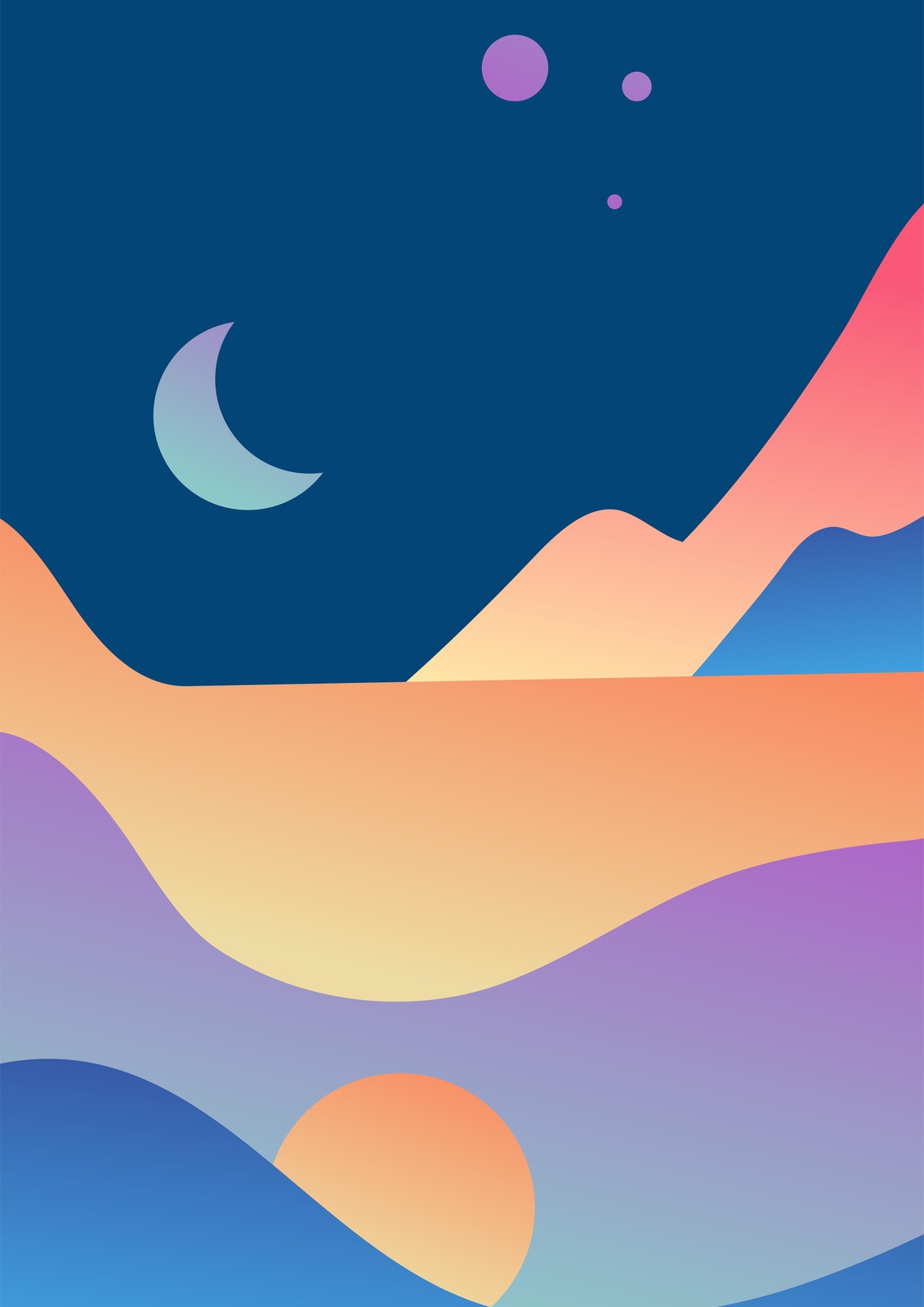 Abstract Desert Sunset Moon Wall Art