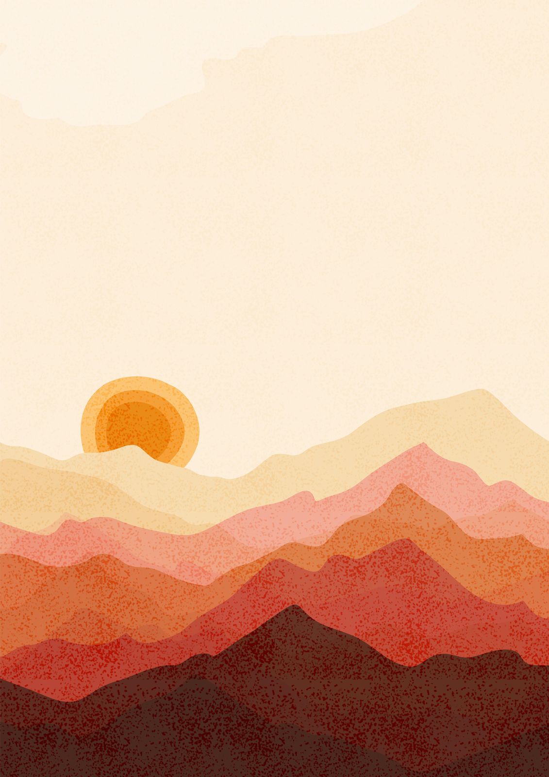 Boho Sunset Mountain Landscape Wall Art