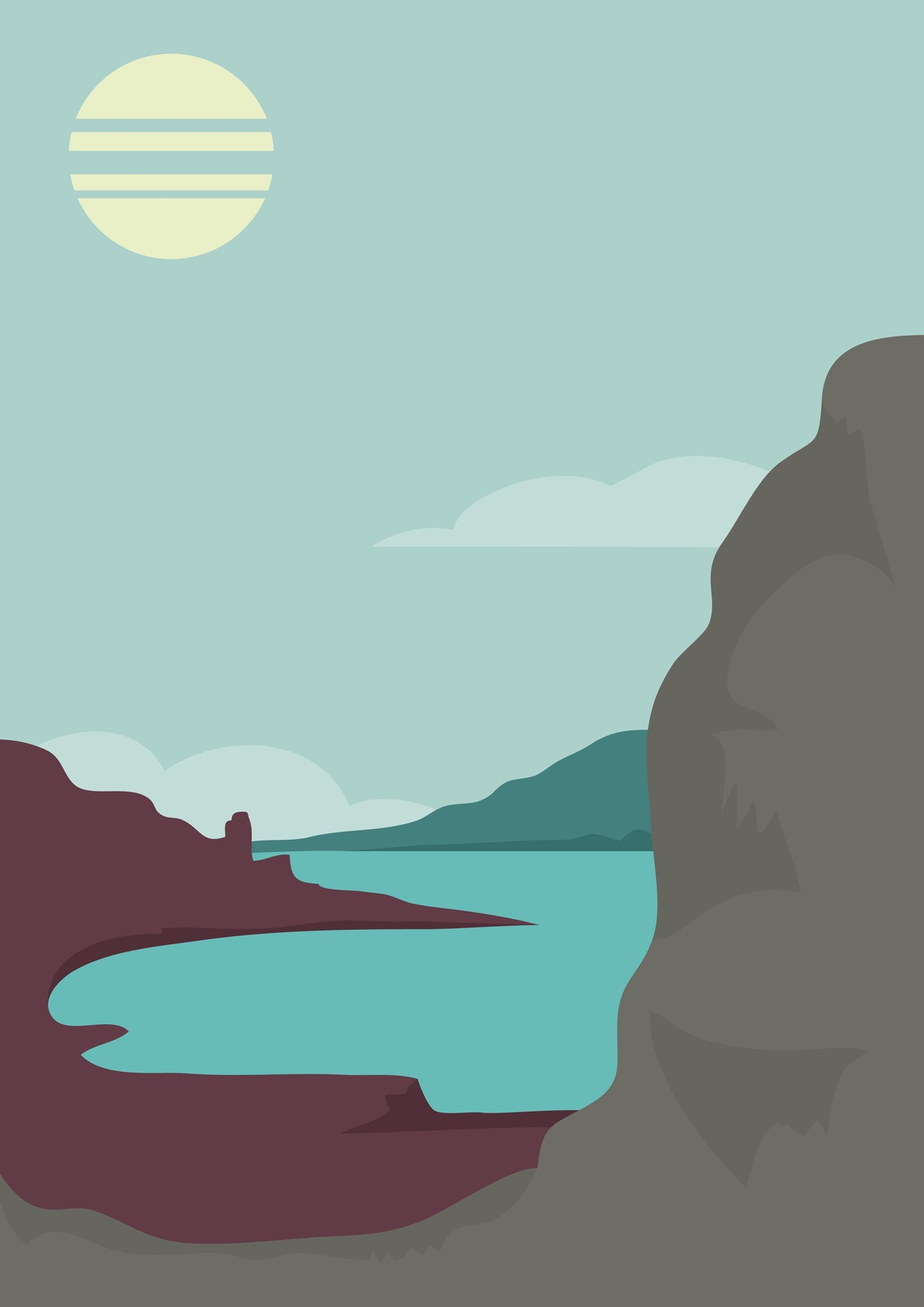 Tranquil Lake Landscape Minimalist Wall Art