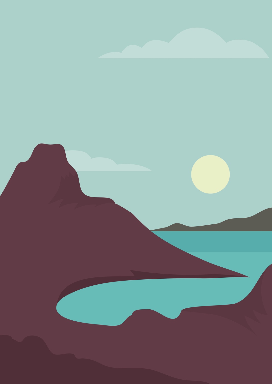 Serene Coastal Landscape Minimalist Wall Art