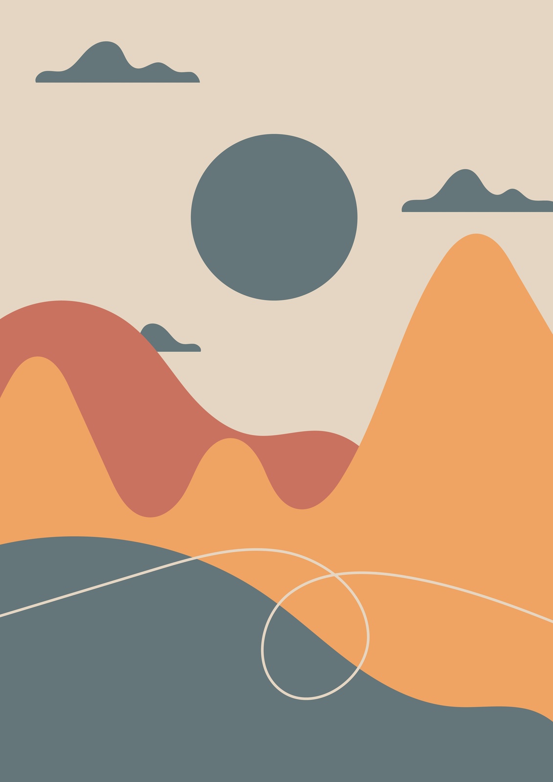 Abstract Landscape Mid Century Modern Wall Art