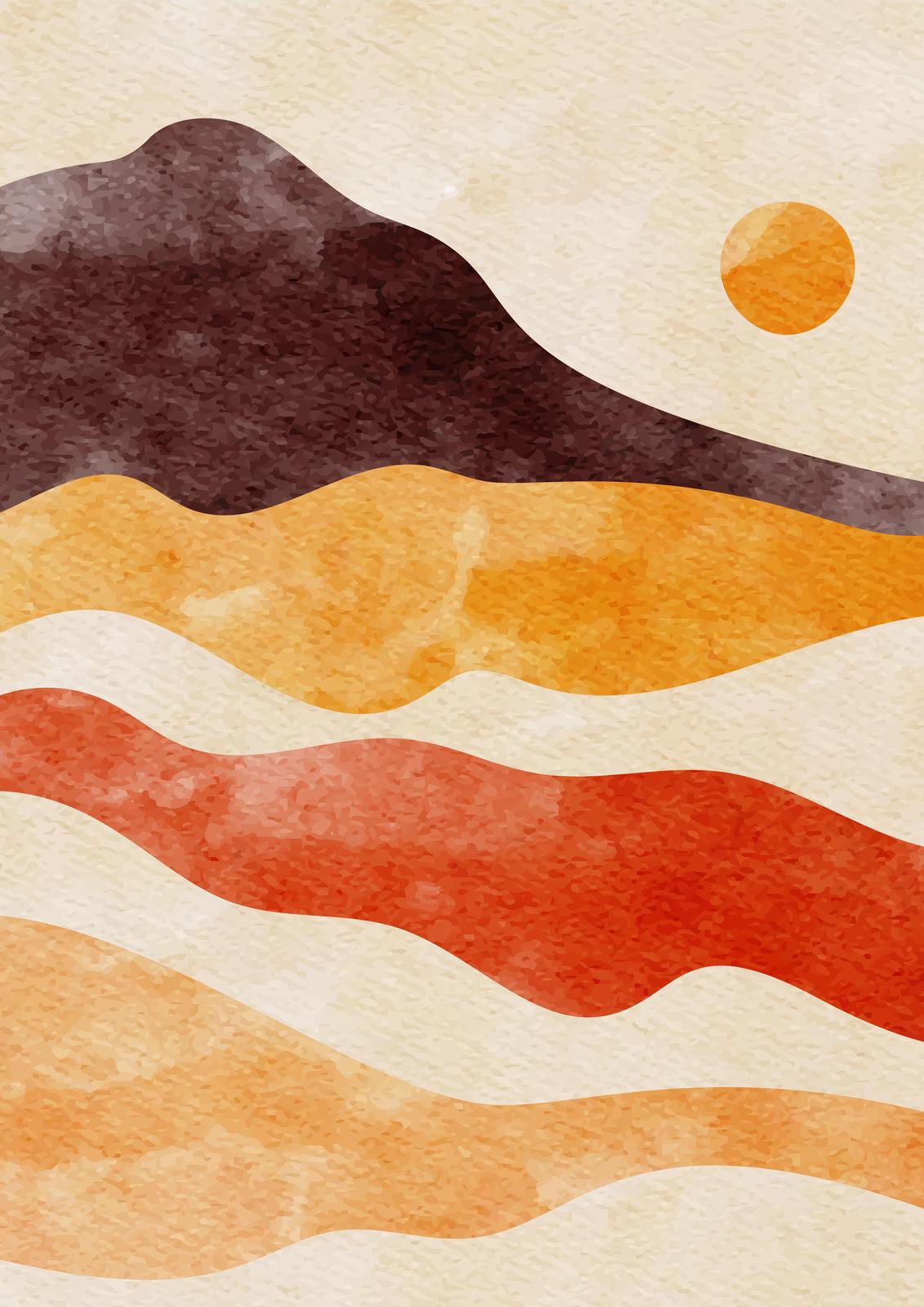 Abstract Mountain Sunset Landscape Wall Art