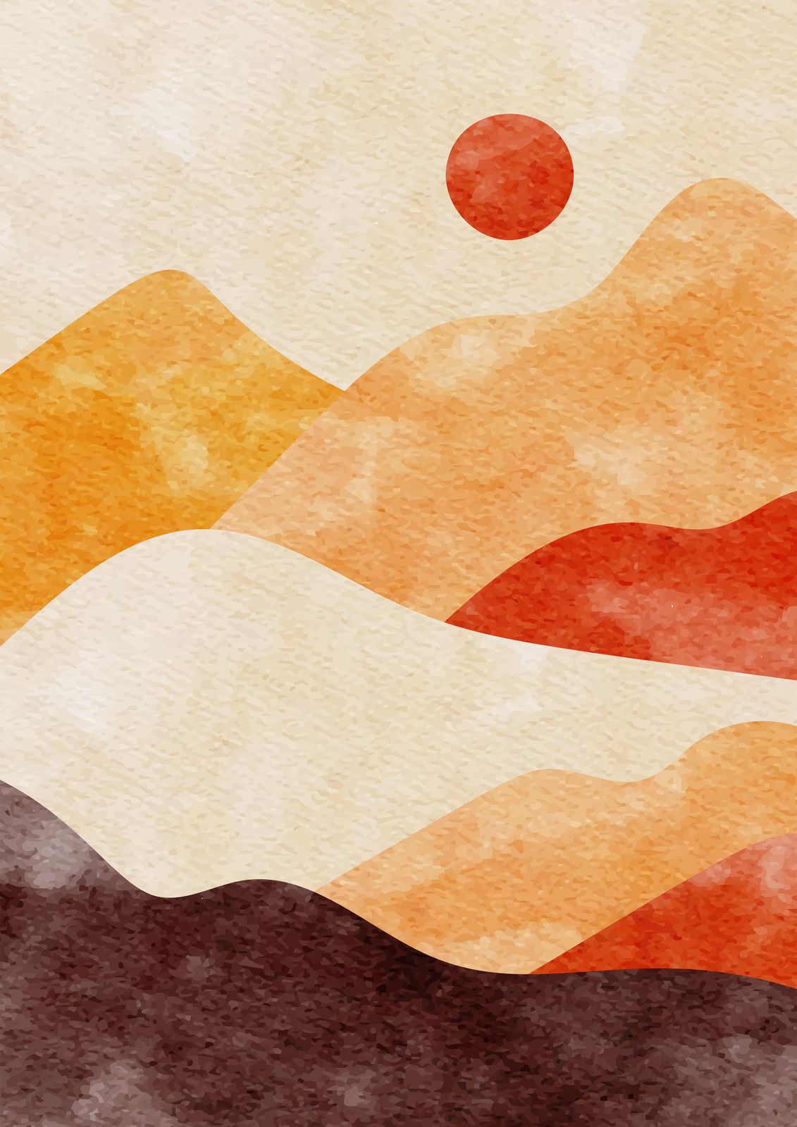 Abstract Sunset Mountain Art Wall Art