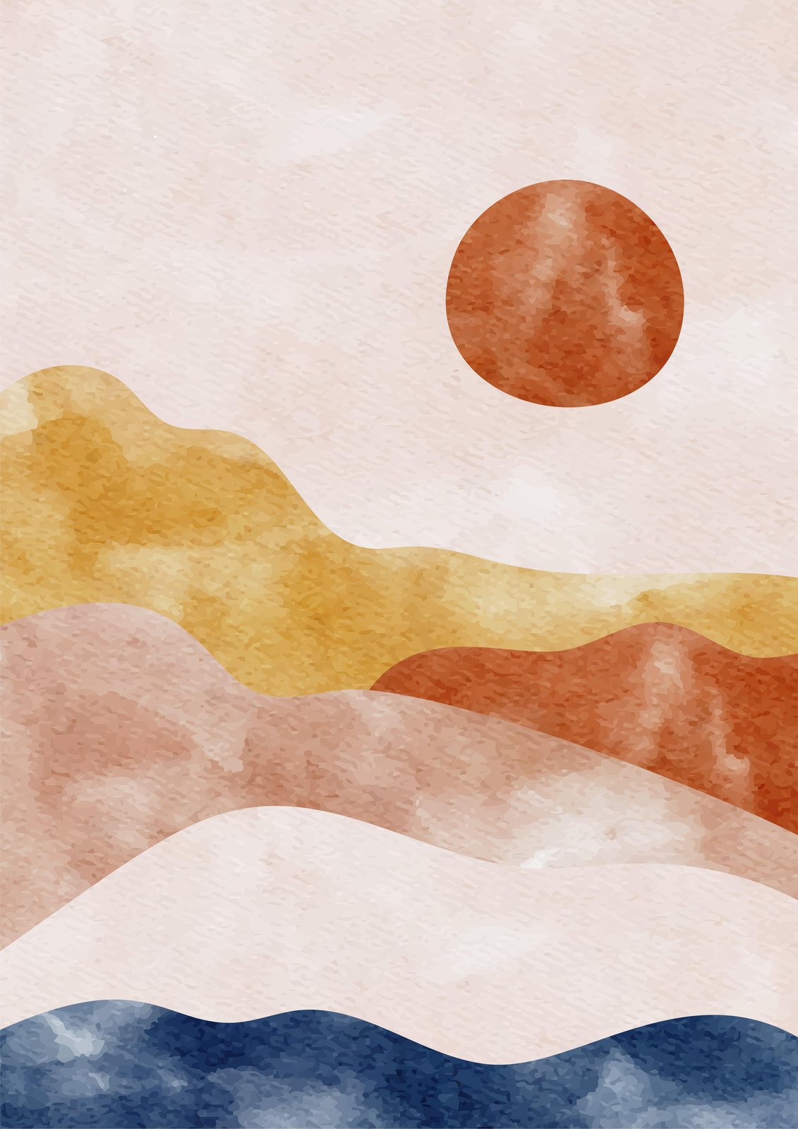 Bohemian Sun Landscape Boho Wall Art Wall Art