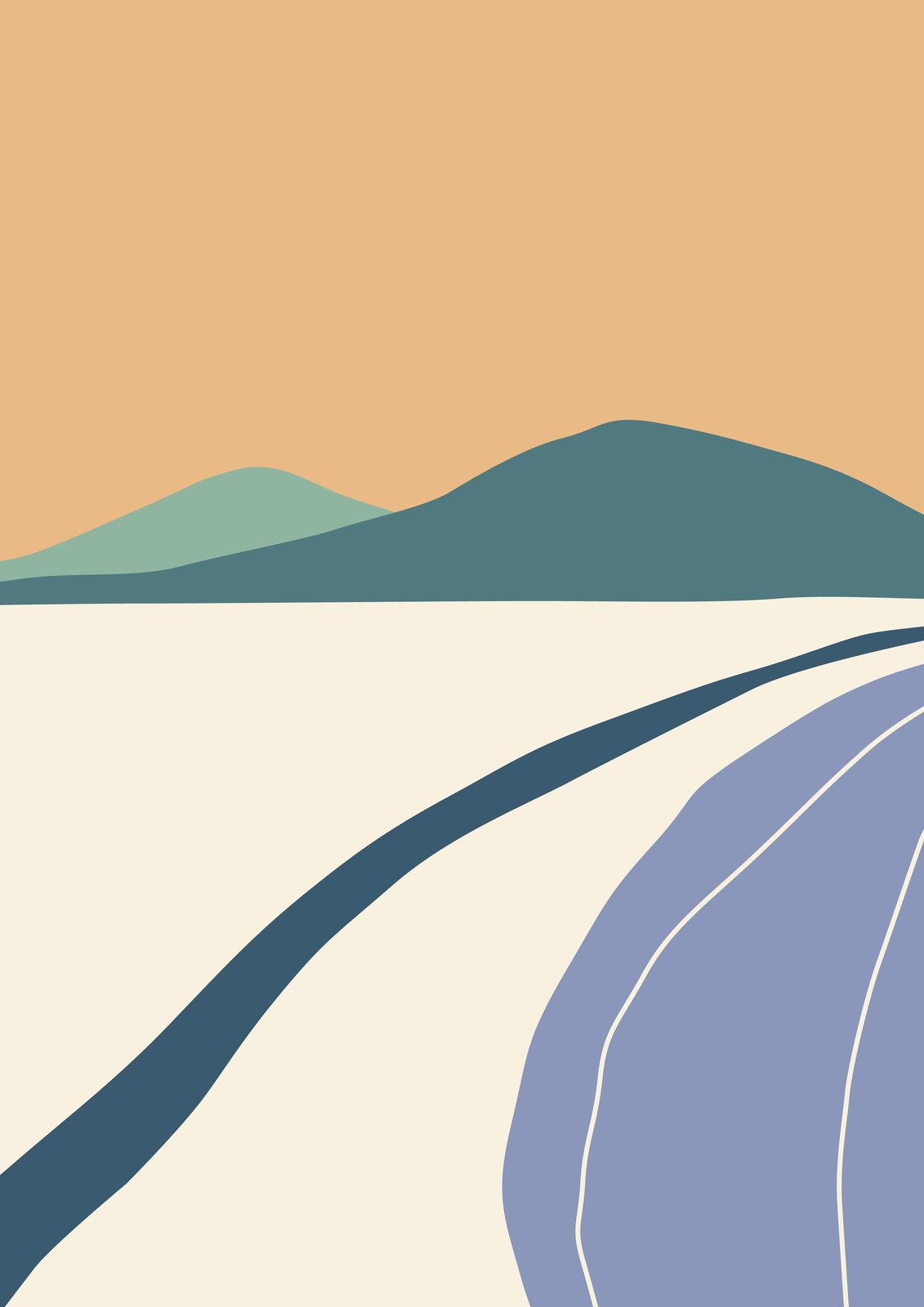 Serene Landscape Abstract Mountain Wall Art