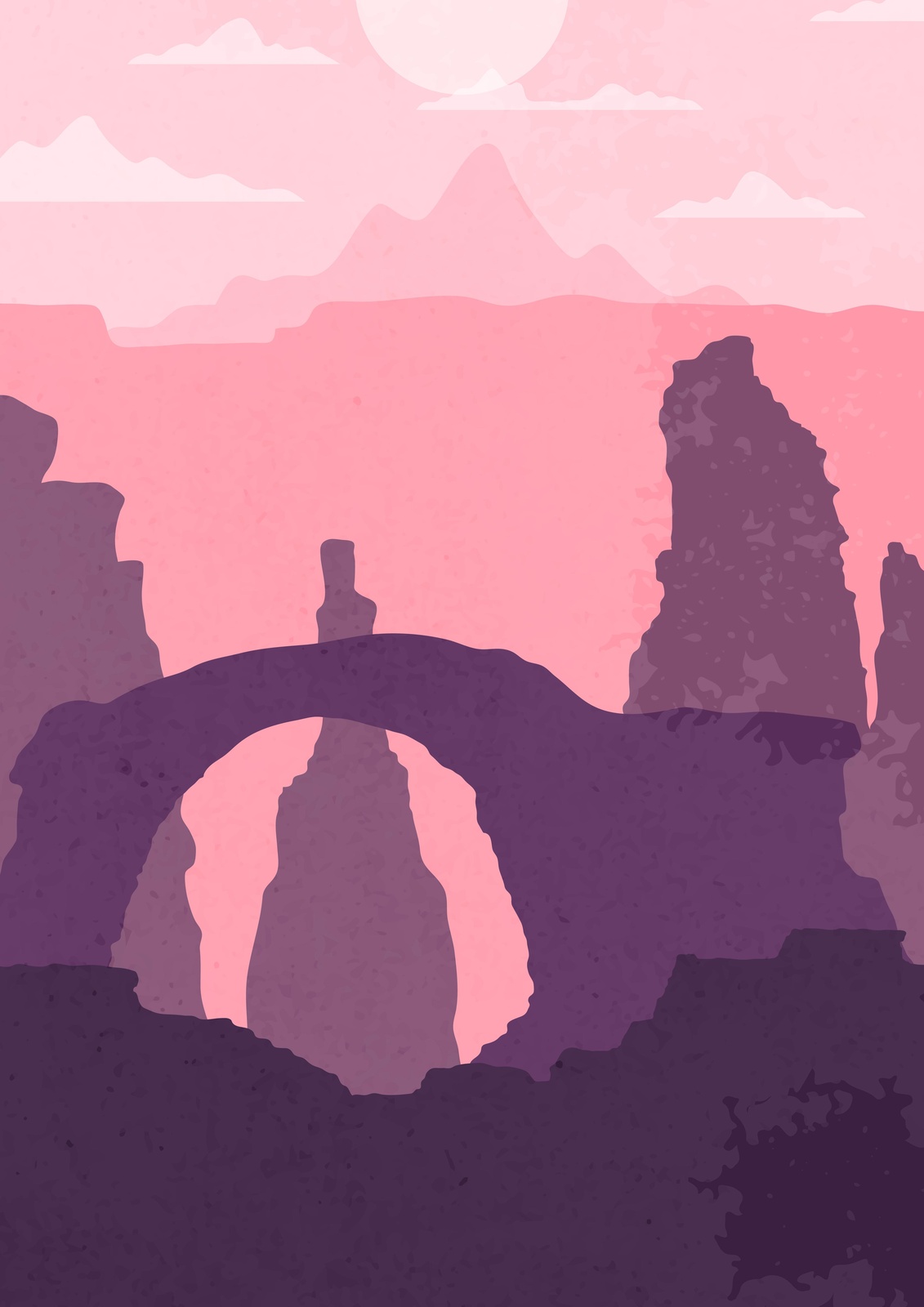 Misty Mountain Arch Landscape Wall Art
