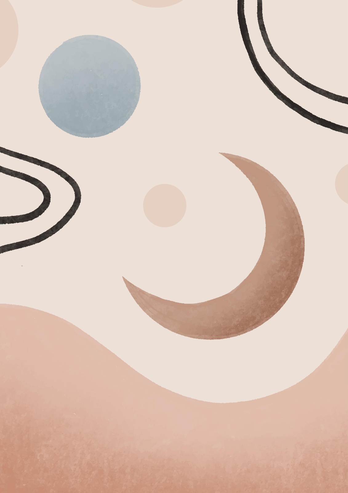 Abstract Moon & Celestial Shapes Wall Art