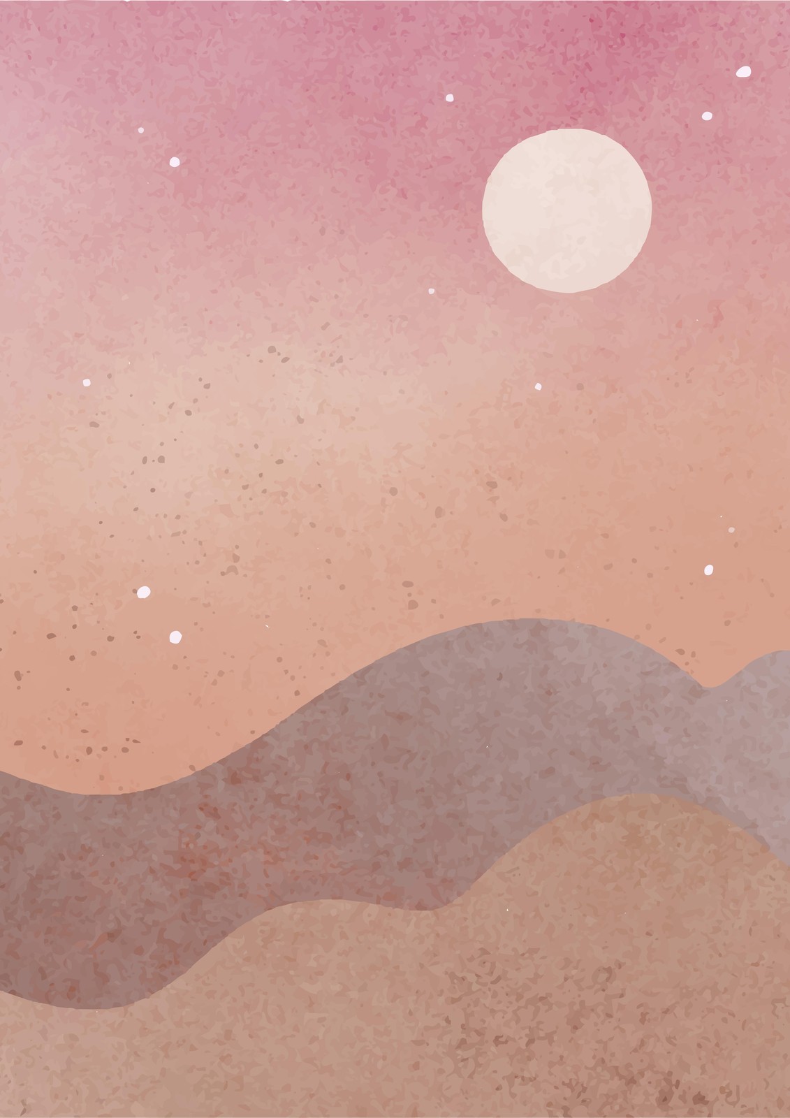 Boho Desert Landscape Moon Wall Art