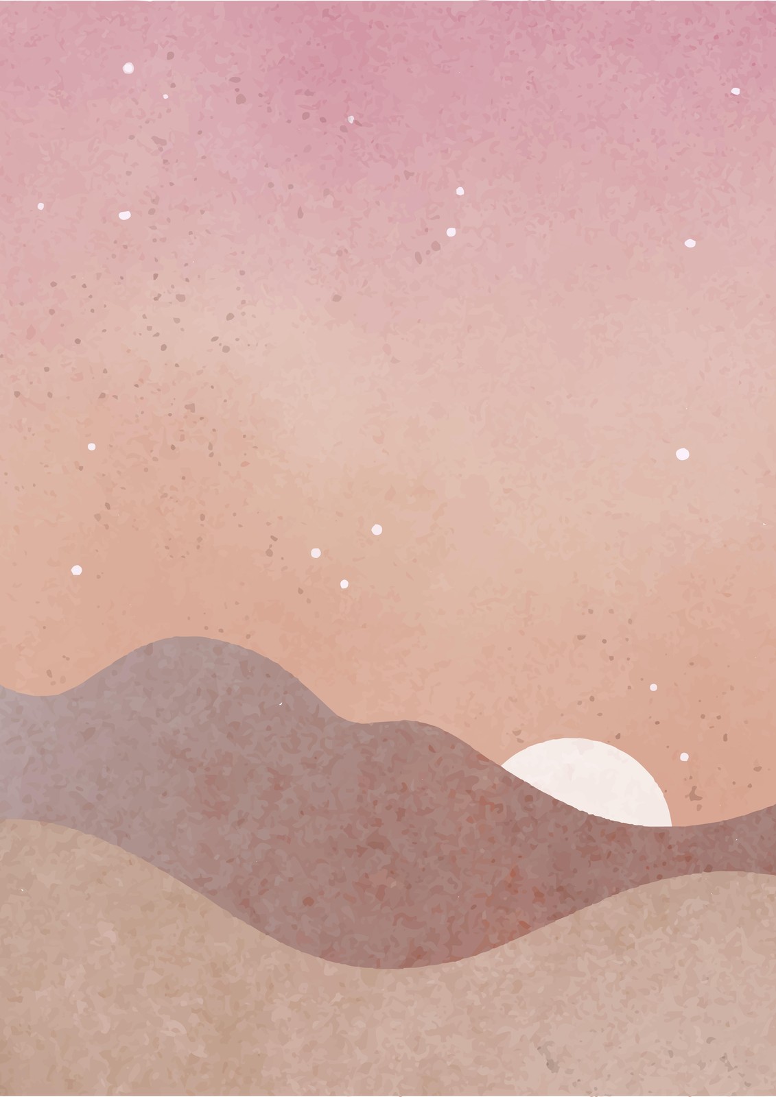 Boho Sunset Landscape Mid Century Modern Wall Art