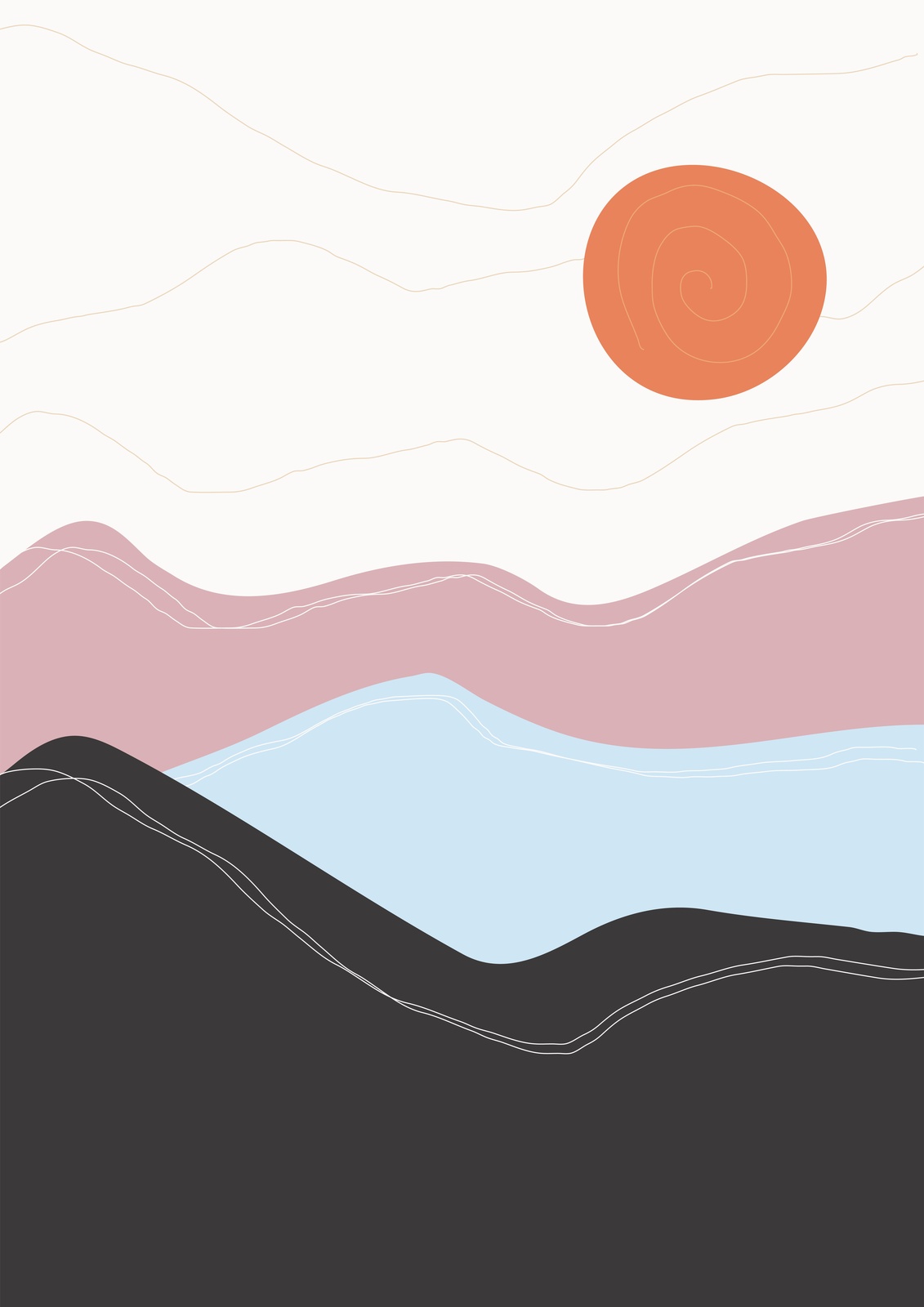 Abstract Mountain Sunset Wall Art | Boho Wall Art