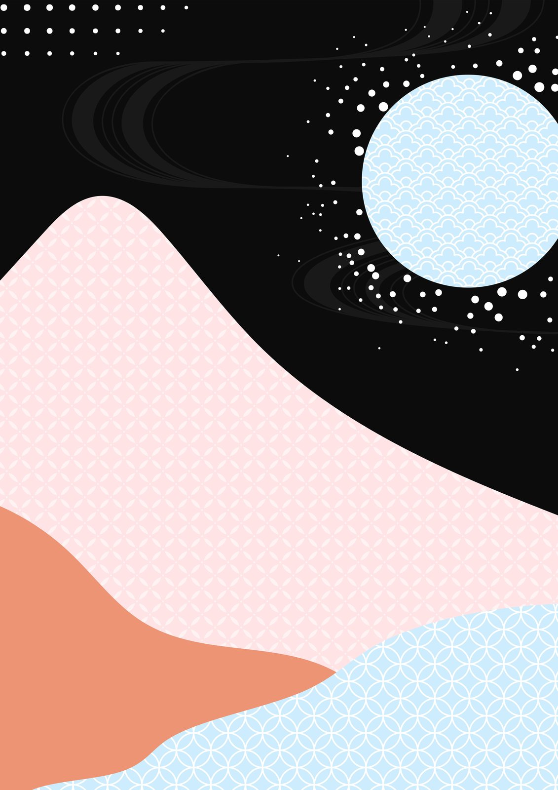 Serene Japanese Mountain Moon Wall Art