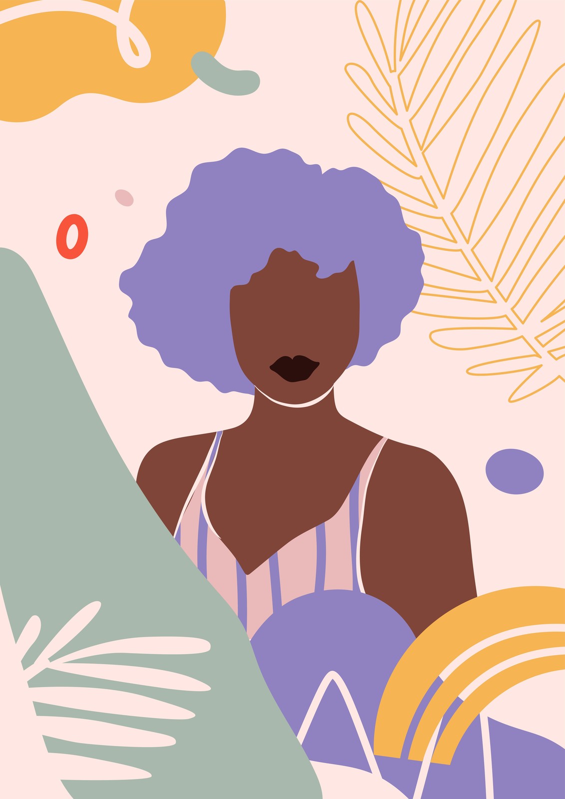 Modern Abstract Woman Lavender Afro Wall Art