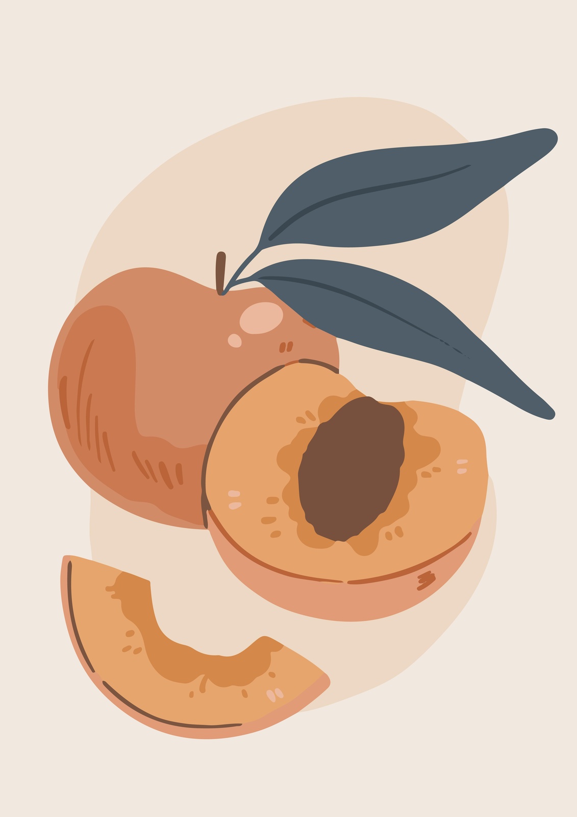 Abstract Peach Fruit Art Wall Art