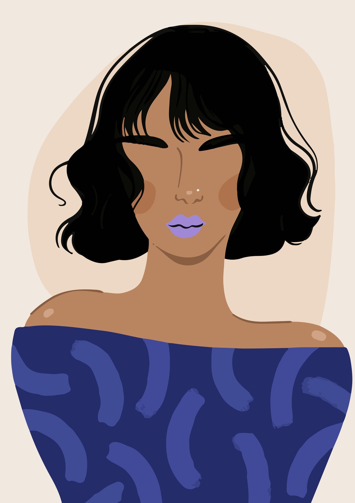 Boho Chic Woman Portrait Wall Art