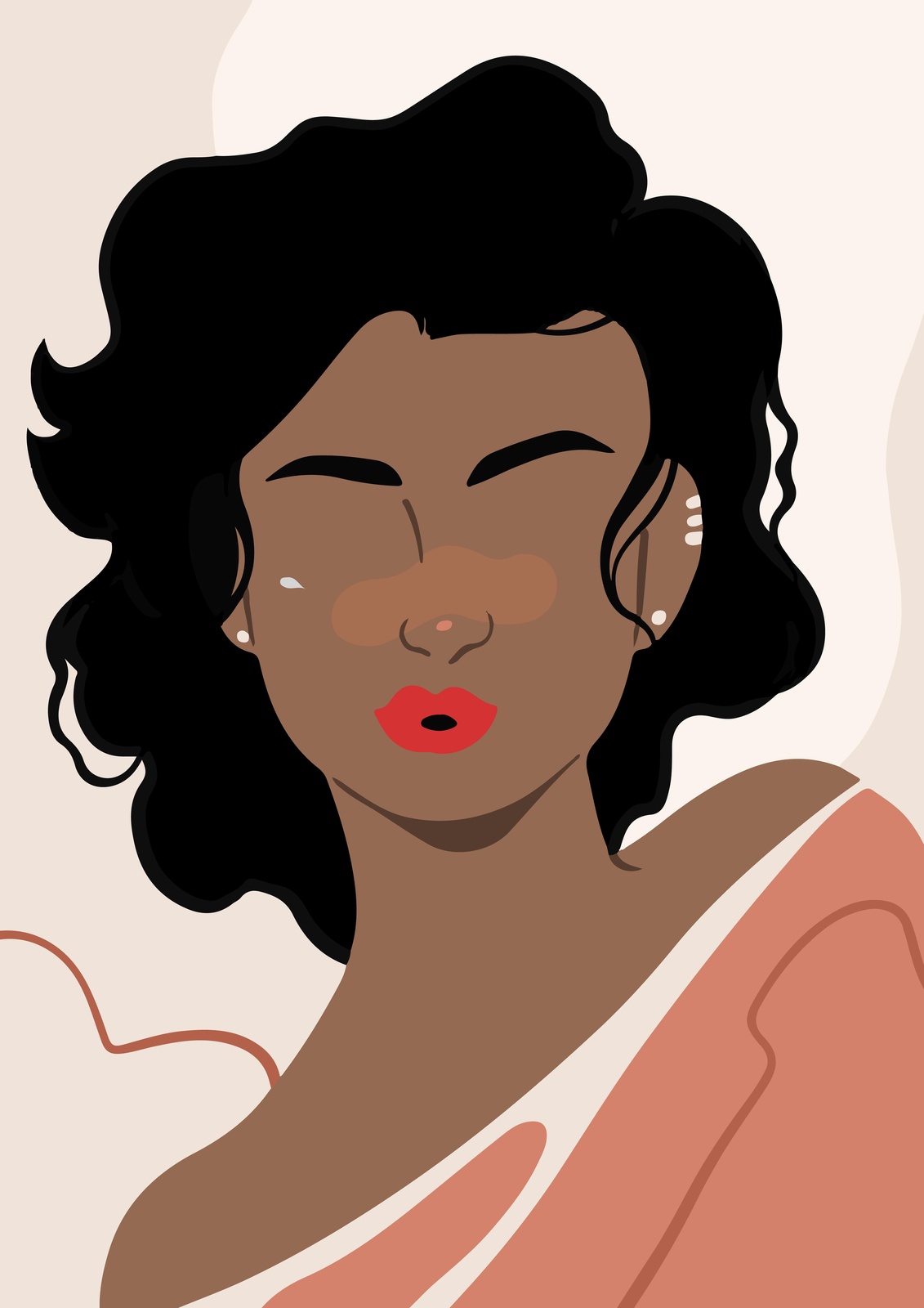 Serene Woman Portrait Minimalist Wall Art