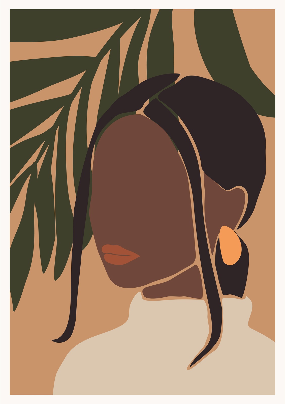 Boho Chic Afro Woman Botanical Wall Art