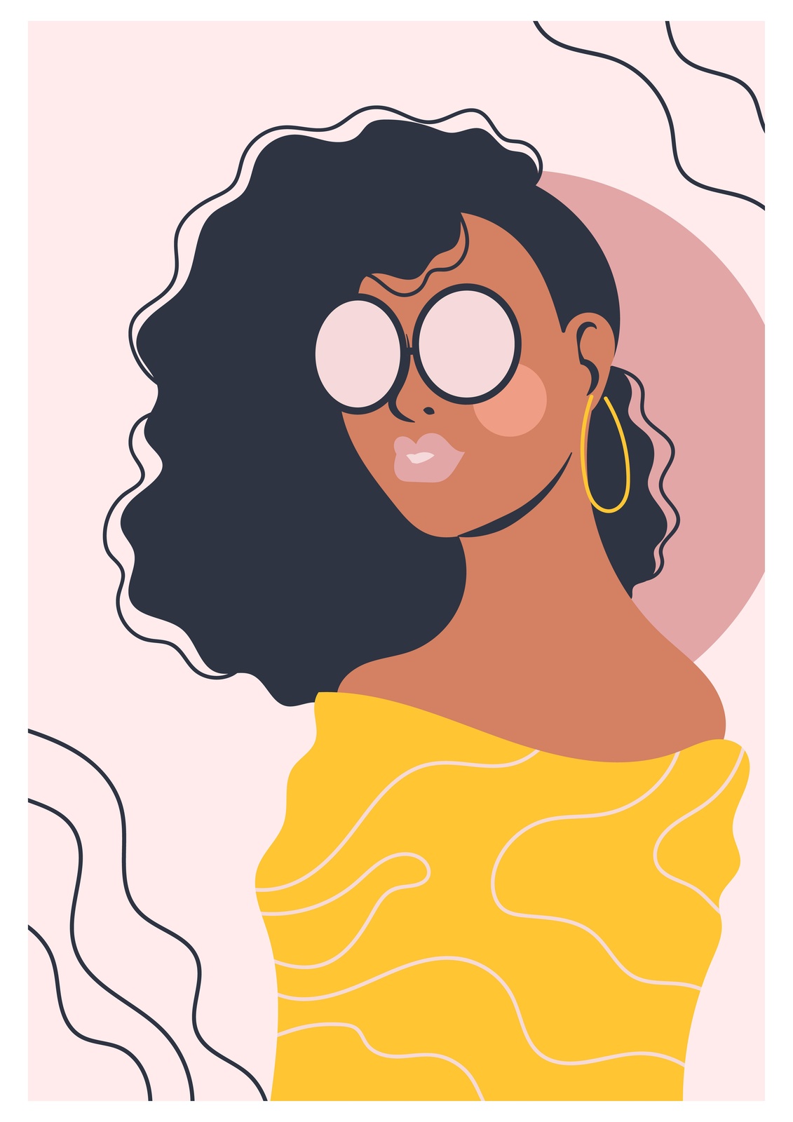 Vibrant Woman Portrait Abstract Wall Art