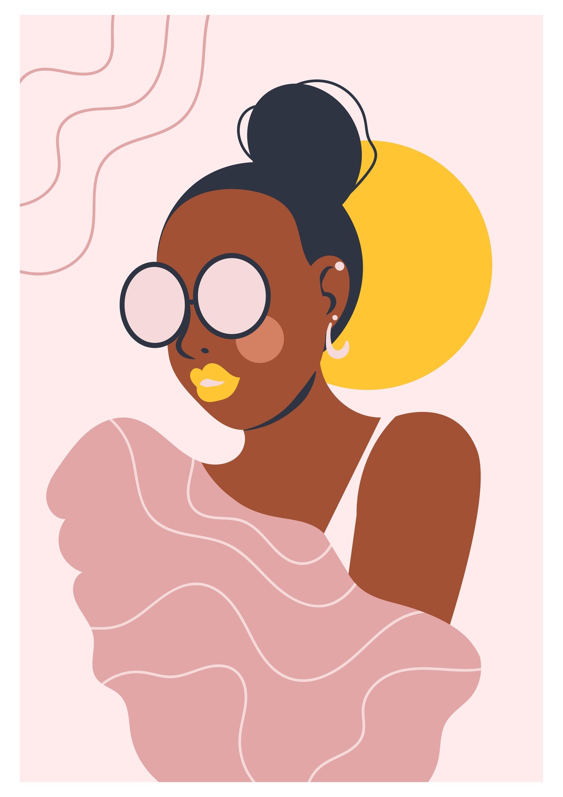 Modern Woman Portrait with Yellow Accent Wall Art