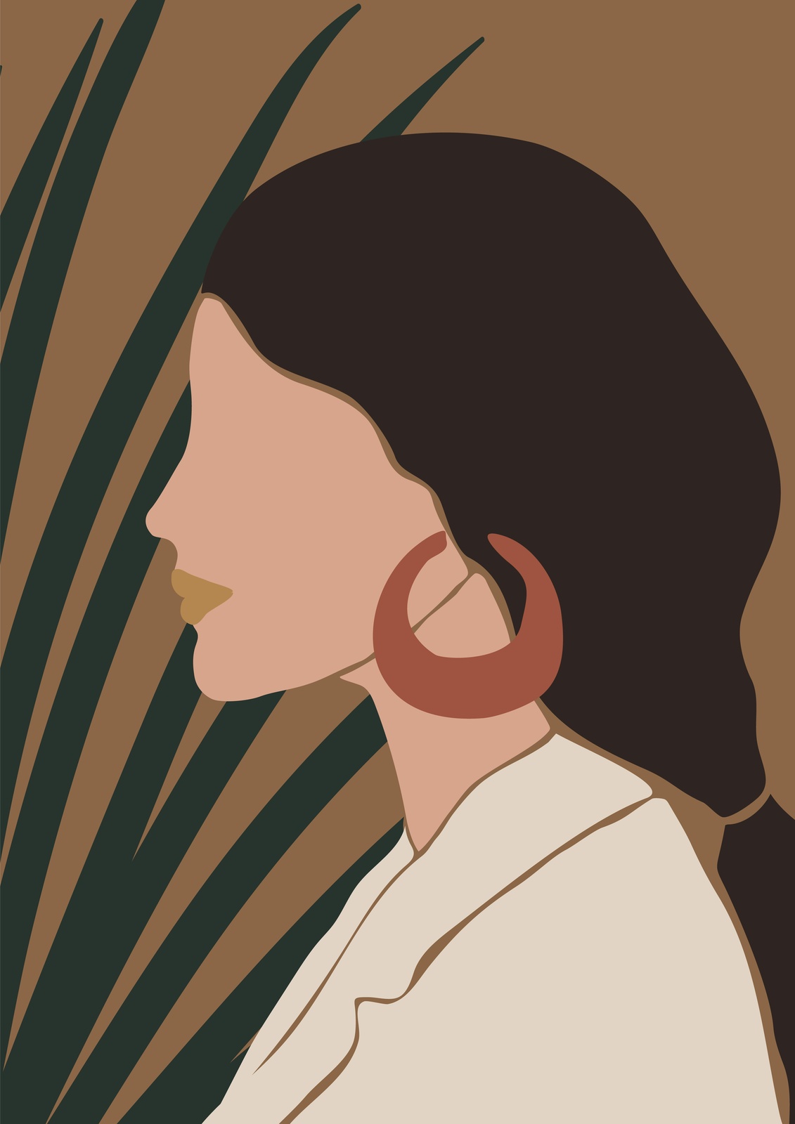 Boho Chic Woman Abstract Portrait Wall Art