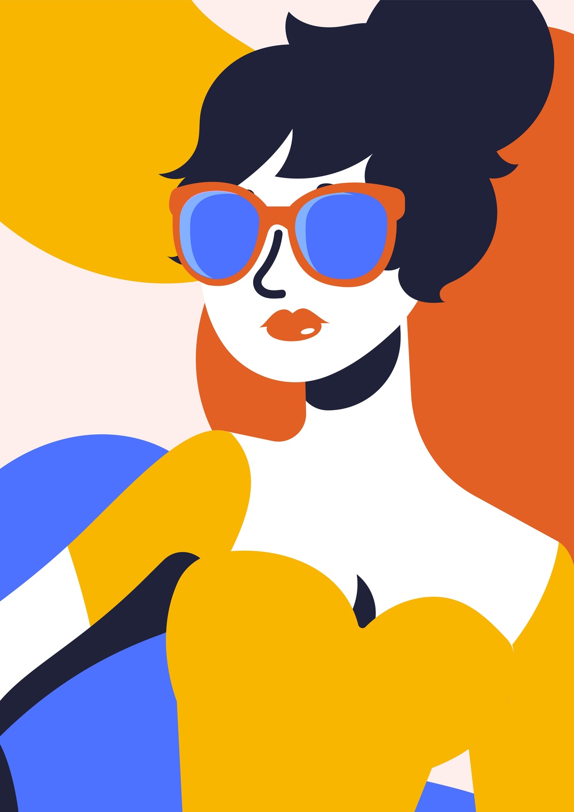 Vibrant Retro Woman Sunglasses Wall Art