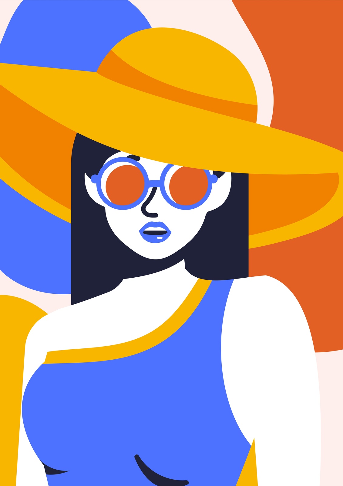 Vibrant Summer Beach Woman Wall Art