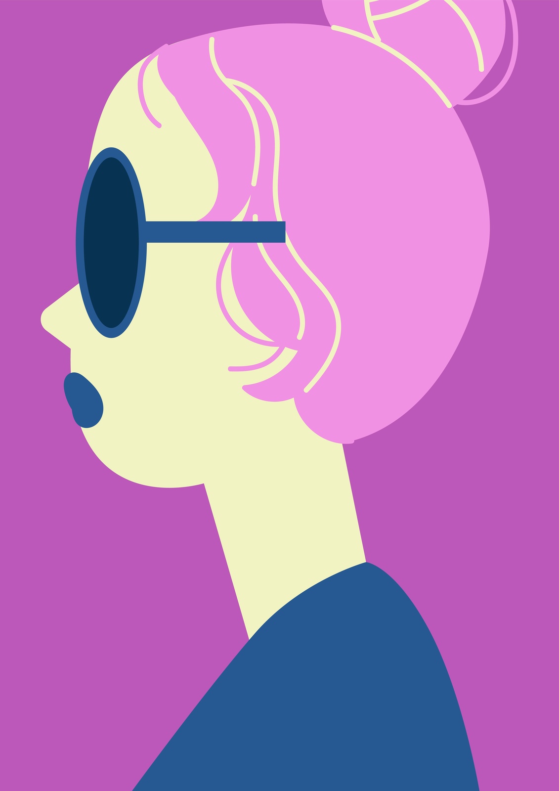 Cool Girl Pink Hair Retro Sunglasses Wall Art