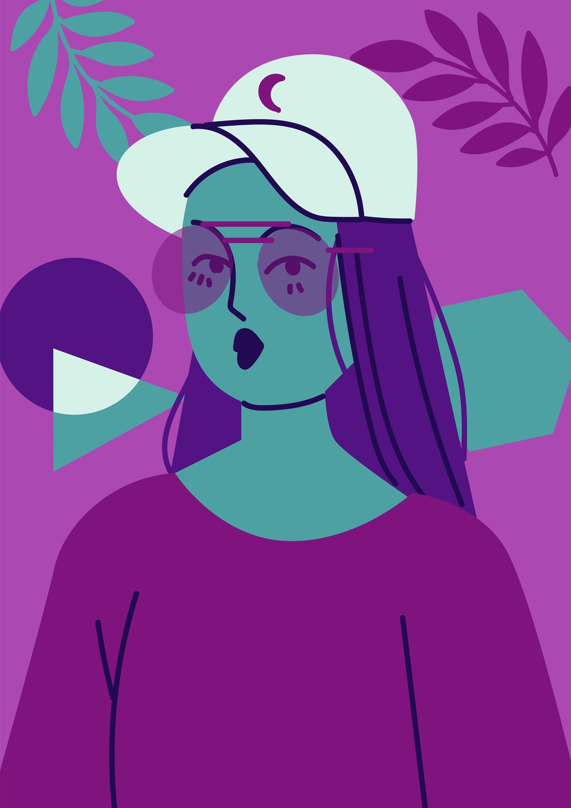 Cool Teen Vibes Abstract Portrait Wall Art