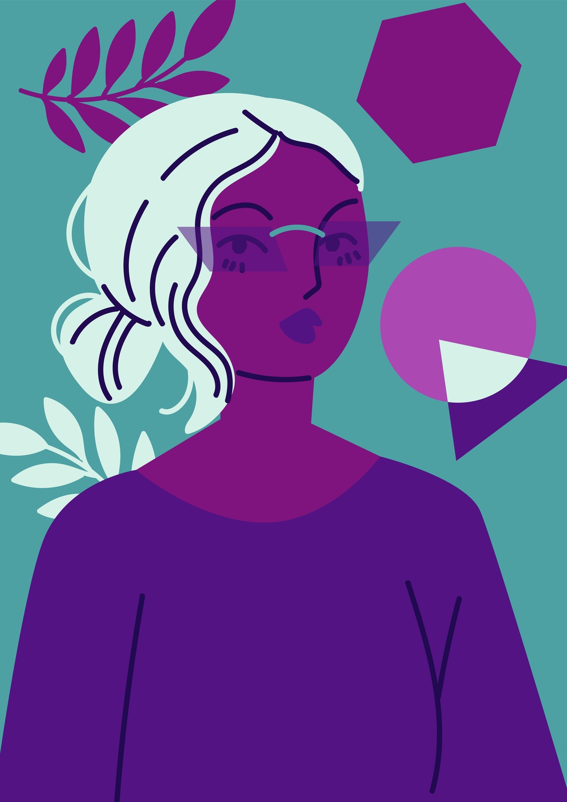 Modern Woman Purple & Teal Wall Art