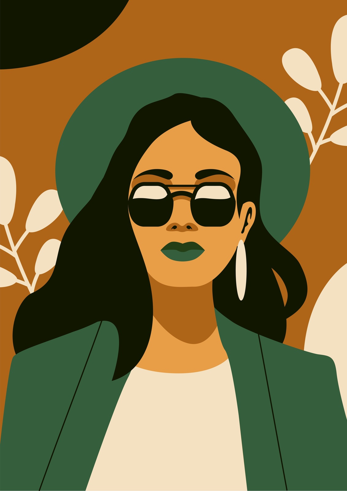 Boho Chic Woman Sunglasses Hat Wall Art