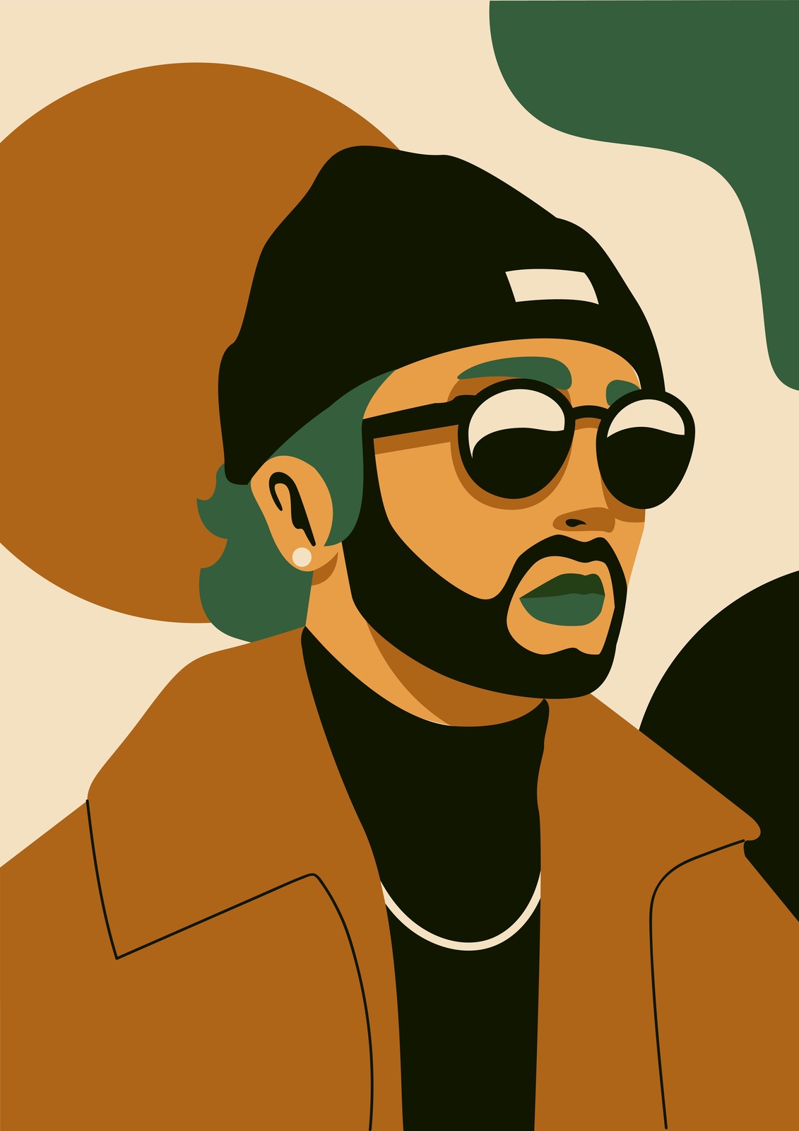Modern Portrait Beanie & Sunglasses Wall Art