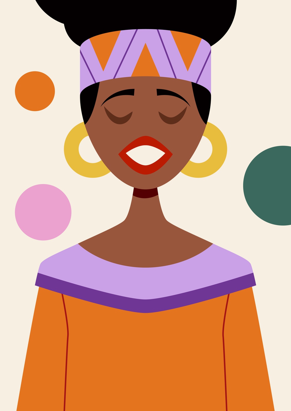 Vibrant African Woman Geometric Wall Art