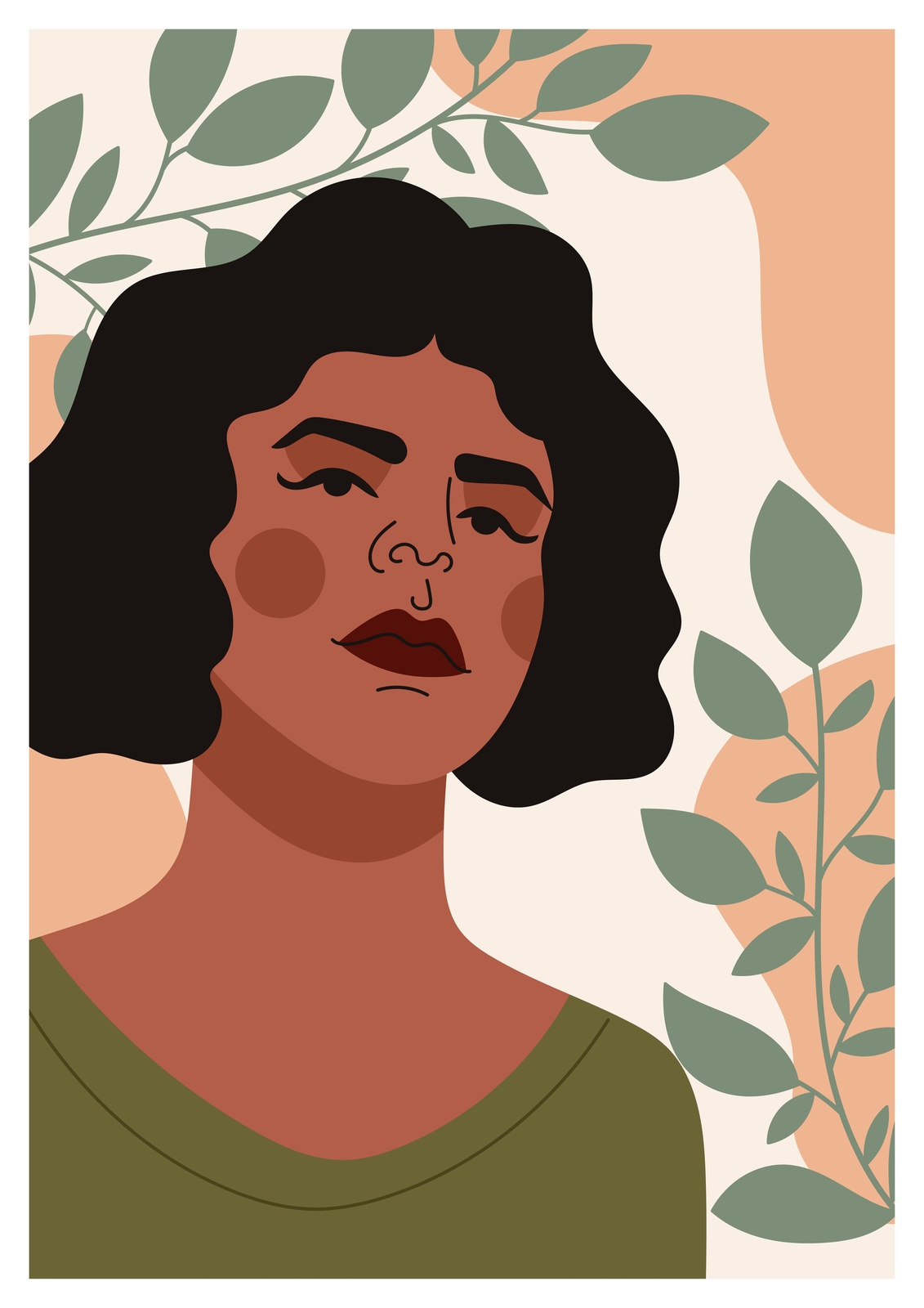 Empowering Woman Botanical Portrait Wall Art