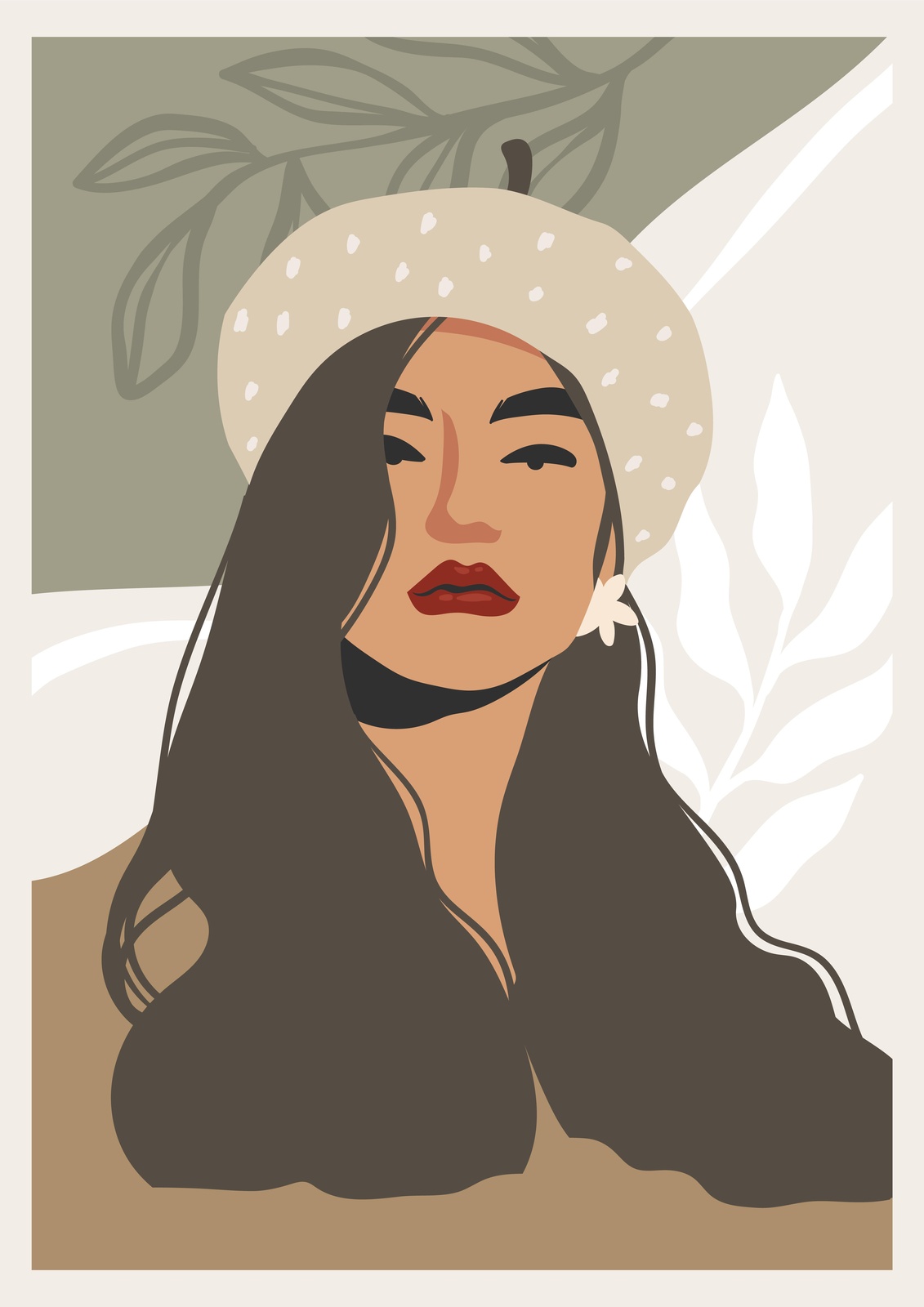 Boho Chic Woman Portrait Wall Art