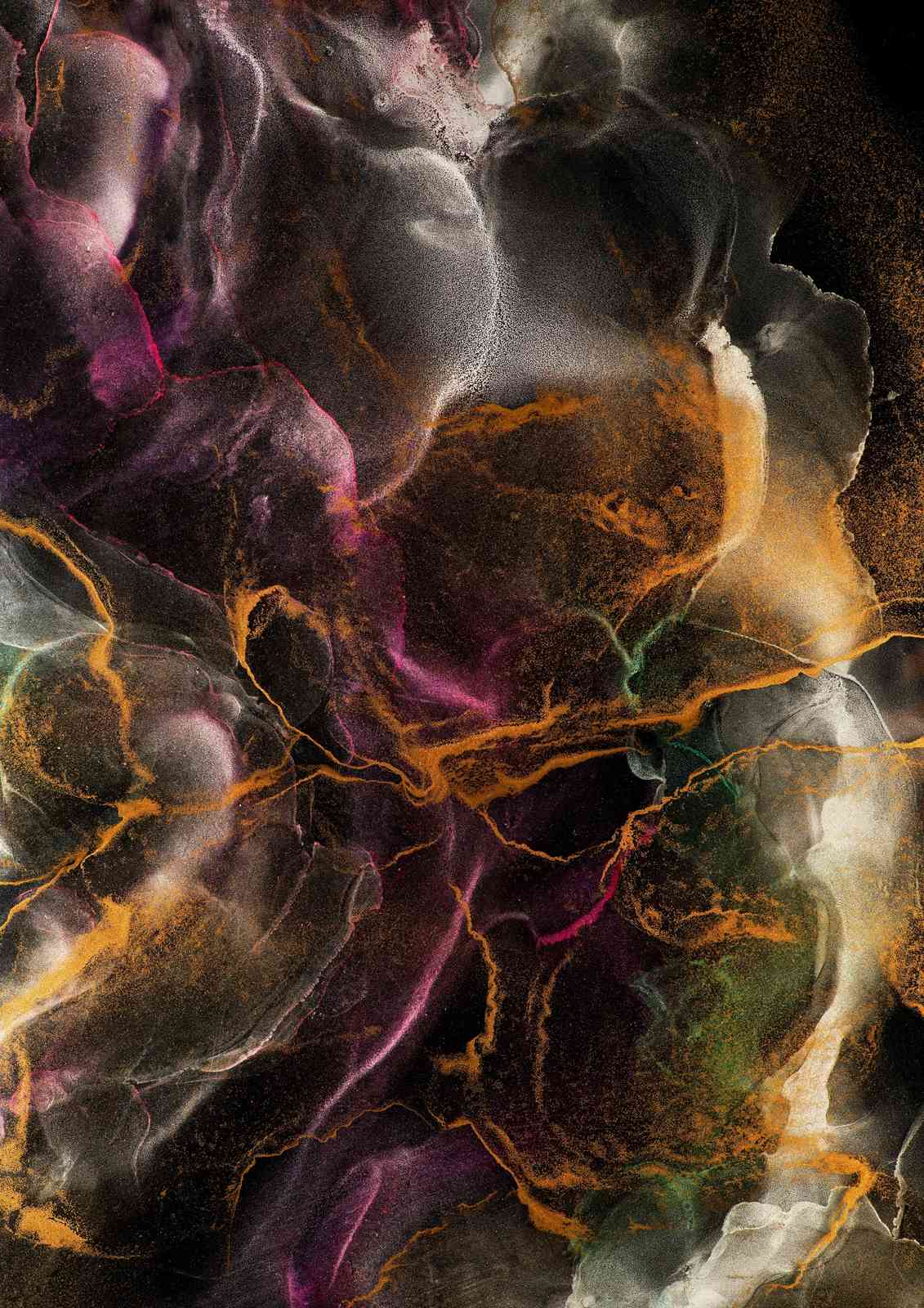 Abstract Amethyst & Gold Swirl Wall Art