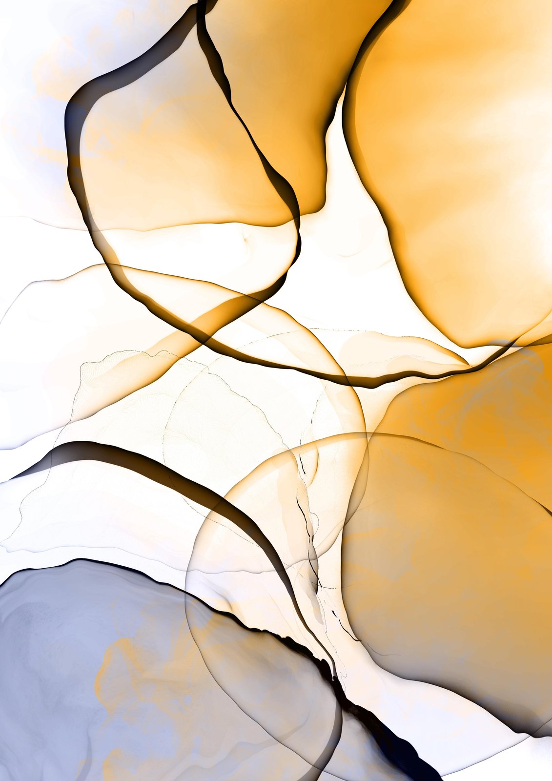 Abstract Amber Swirls Wall Art