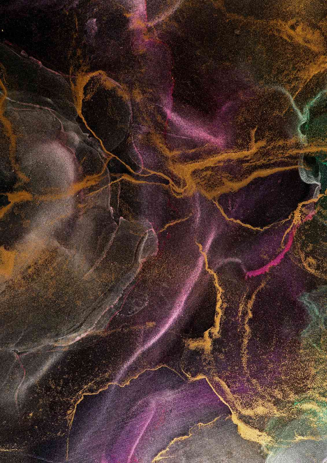 Abstract Purple Gold Swirl Wall Art