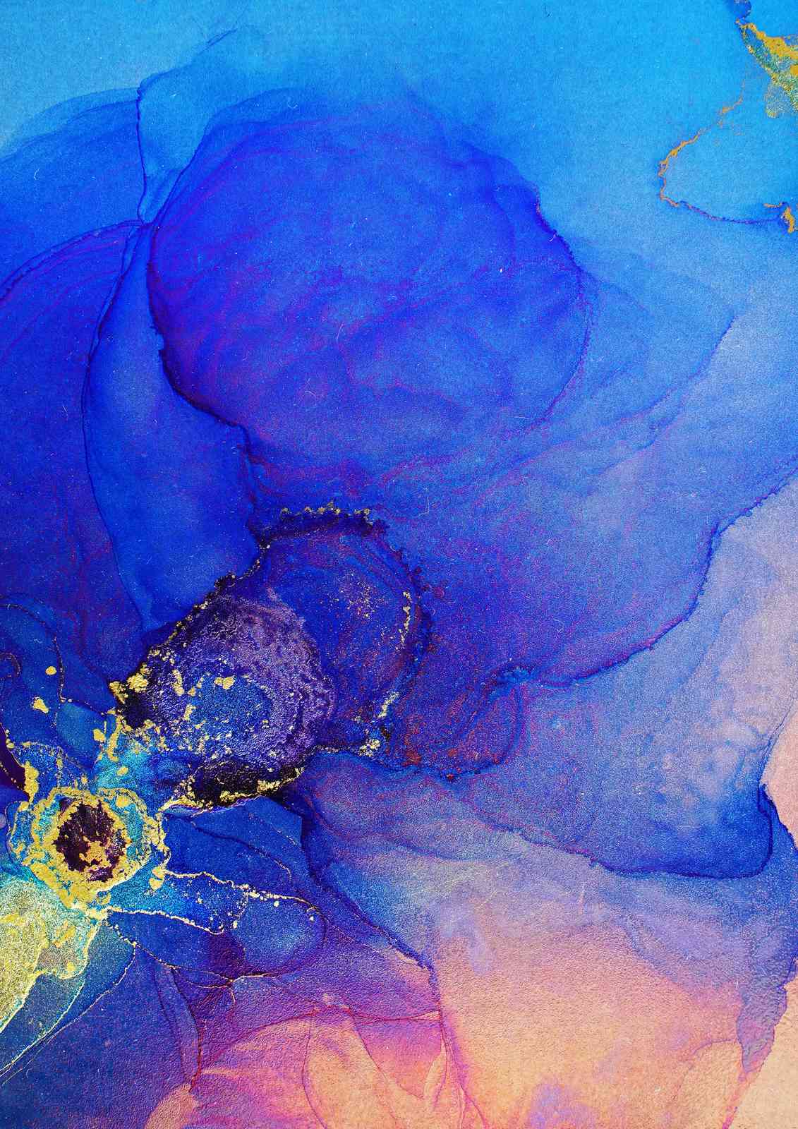 Deep Blue & Gold Abstract Flow Wall Art