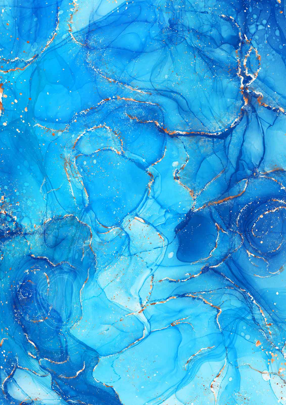 Abstract Blue & Gold Fluid Art Wall Art