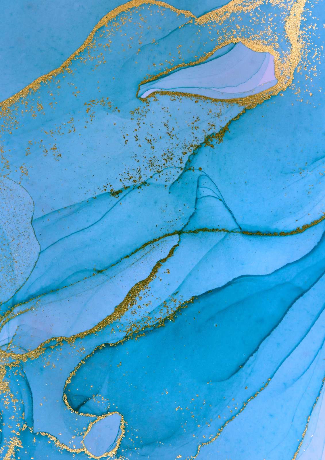 Ocean Gold Swirls Abstract Wall Art