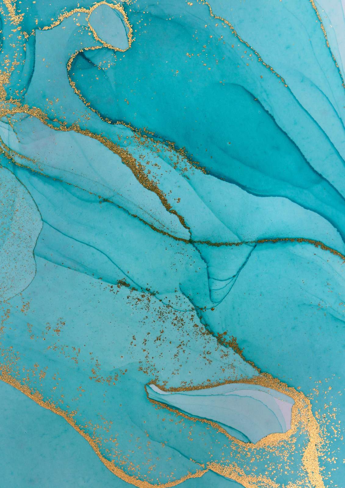 Turquoise Gold Swirl Abstract Wall Art
