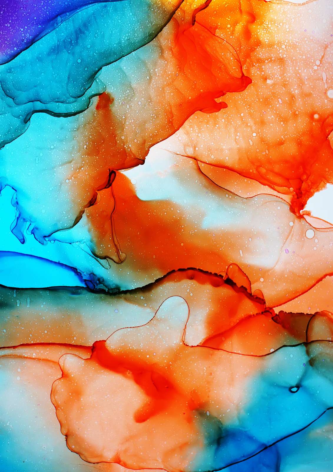 Vibrant Abstract Ink Flow Wall Art