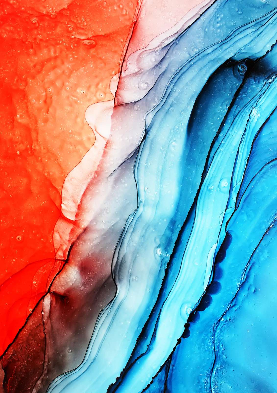 Abstract Fluid Art Red Blue Gradient Wall Art
